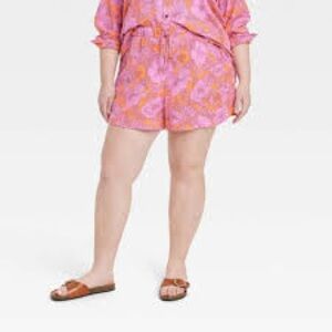Pink and Orange Floral Shorts